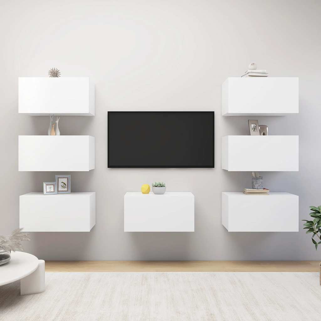 vidaXL 7 Piece TV Cabinet Set White 30,5x30x60 cm Engineered Wood