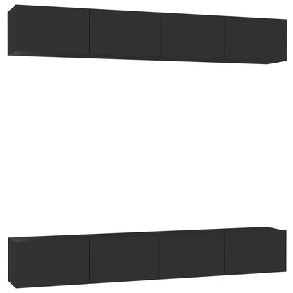 vidaXL TV Cabinets 4 pcs Black 100x30x30 cm Engineered Wood