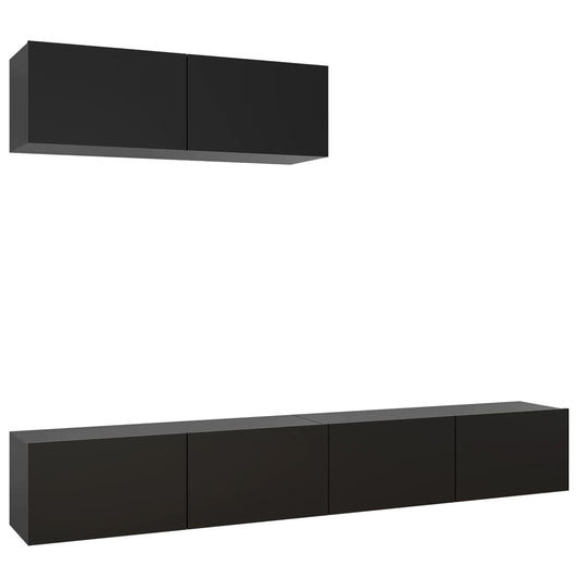 3078808 vidaXL 3 Piece TV Cabinet Set Black Engineered Wood (801482+801482x2)