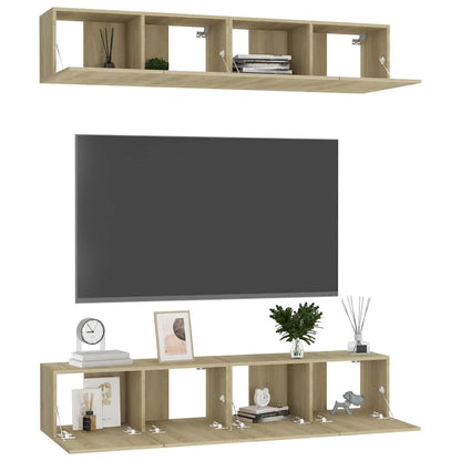 vidaXL 4 Piece TV Cabinet Set Sonoma Oak 80x30x30 cm Engineered Wood