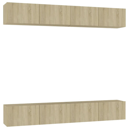 vidaXL TV Cabinets 4 pcs Sonoma Oak 100x30x30 cm Engineered Wood