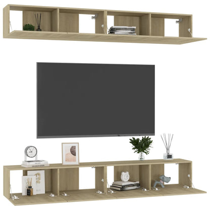 vidaXL TV Cabinets 4 pcs Sonoma Oak 100x30x30 cm Engineered Wood