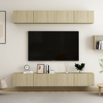 vidaXL TV Cabinets 4 pcs Sonoma Oak 100x30x30 cm Engineered Wood