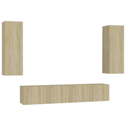 vidaXL 4 Piece TV Cabinet Set Sonoma Oak Engineered Wood