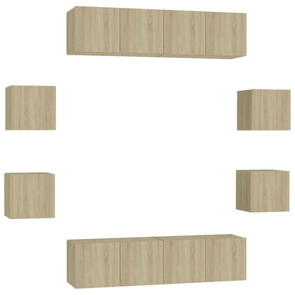 vidaXL 8 Piece TV Cabinet Set Sonoma Oak Engineered Wood