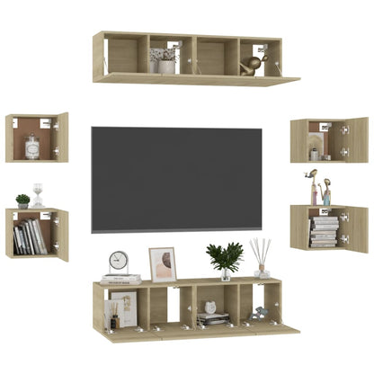 vidaXL 8 Piece TV Cabinet Set Sonoma Oak Engineered Wood