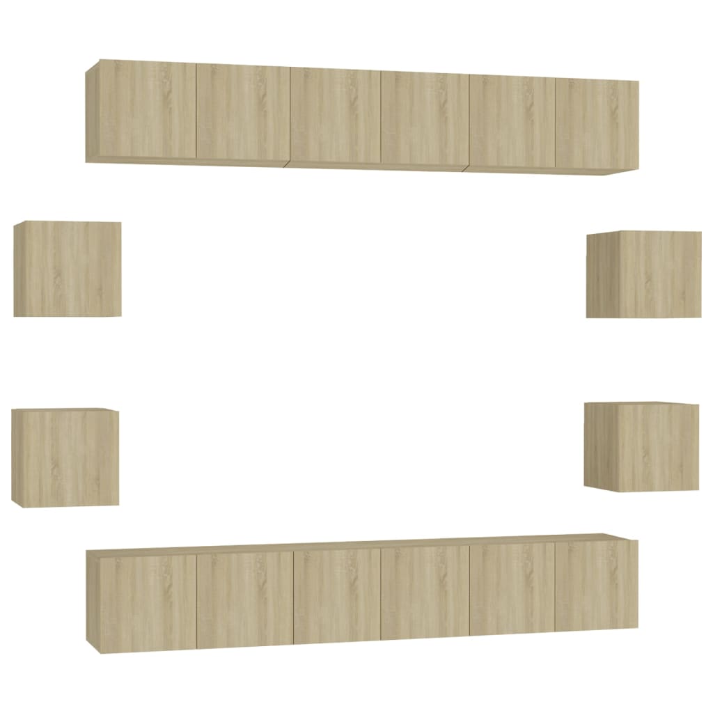 vidaXL 10 Piece TV Cabinet Set Sonoma Oak Engineered Wood