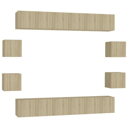 vidaXL 10 Piece TV Cabinet Set Sonoma Oak Engineered Wood