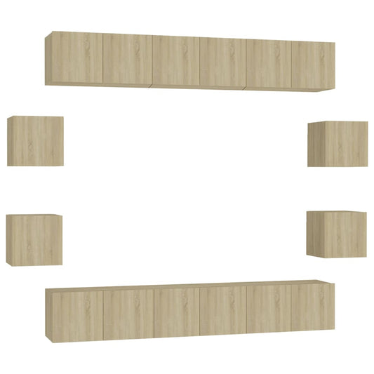 vidaXL 10 Piece TV Cabinet Set Sonoma Oak Engineered Wood