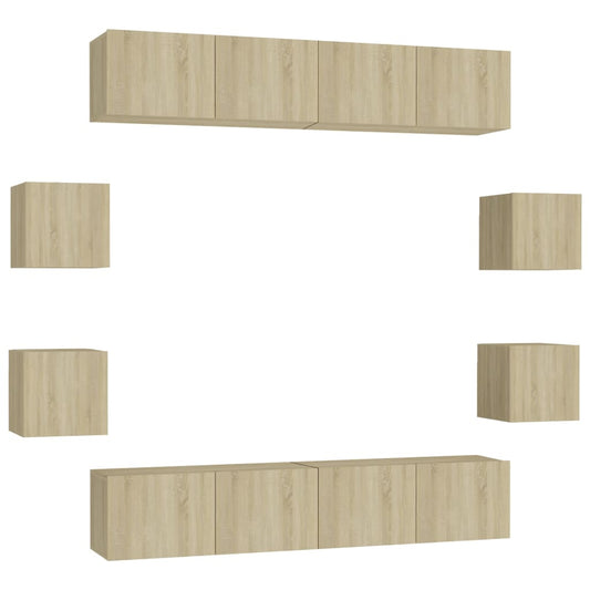 vidaXL 8 Piece TV Cabinet Set Sonoma Oak Engineered Wood