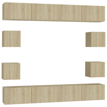 vidaXL 8 Piece TV Cabinet Set Sonoma Oak Engineered Wood