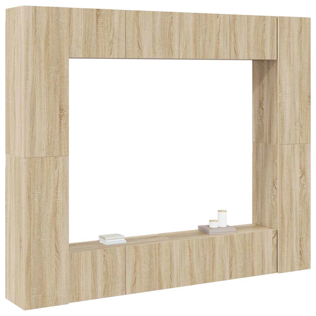vidaXL 8 Piece TV Cabinet Set Sonoma Oak Engineered Wood