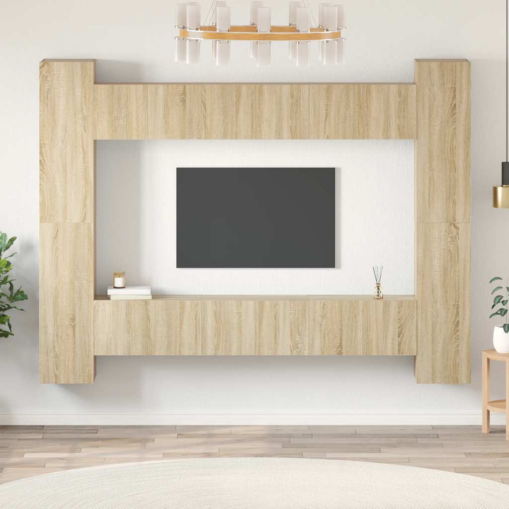 vidaXL 10 Piece TV Cabinet Set Sonoma Oak Engineered Wood