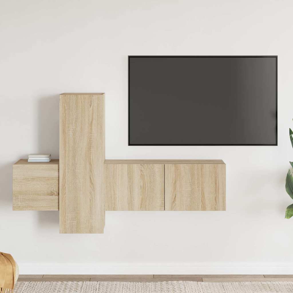 vidaXL 3 Piece TV Cabinet Set Sonoma Oak Engineered Wood