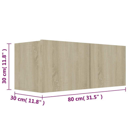 vidaXL 3 Piece TV Cabinet Set Sonoma Oak Engineered Wood