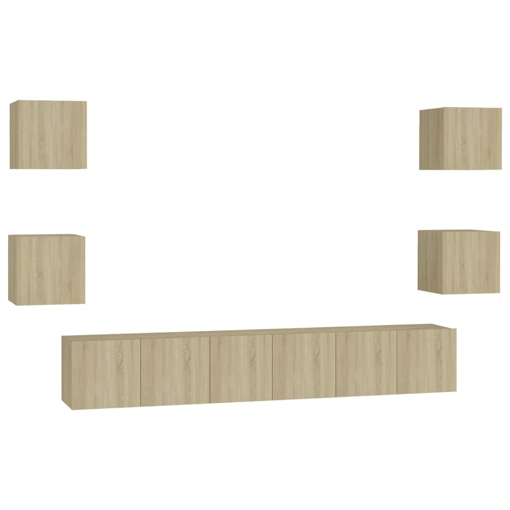 vidaXL 7 Piece TV Cabinet Set Sonoma Oak Engineered Wood