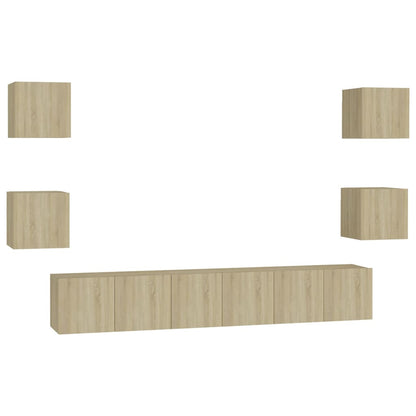 vidaXL 7 Piece TV Cabinet Set Sonoma Oak Engineered Wood