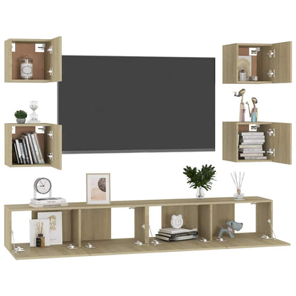 vidaXL 6 Piece TV Cabinet Set Sonoma Oak Engineered Wood