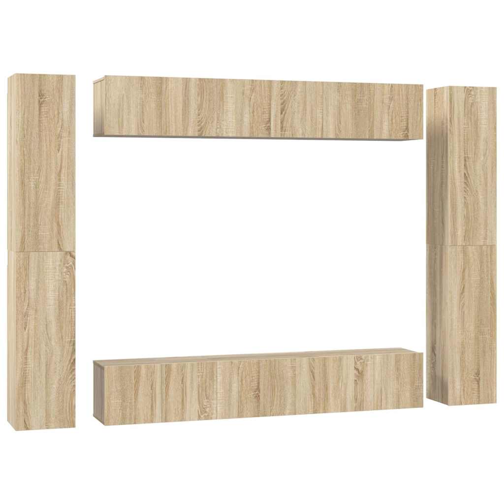vidaXL 10 Piece TV Cabinet Set Sonoma Oak Engineered Wood