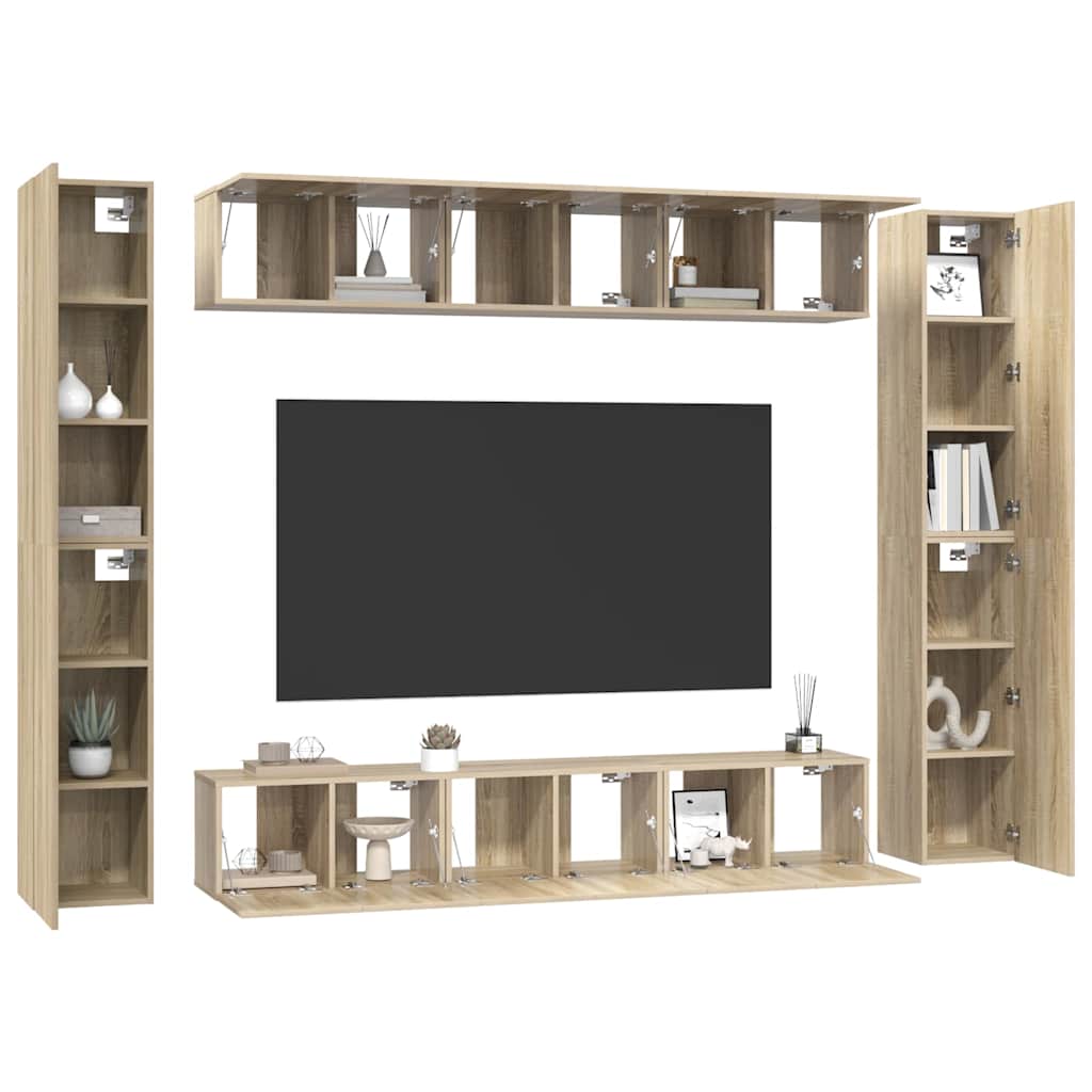 vidaXL 10 Piece TV Cabinet Set Sonoma Oak Engineered Wood