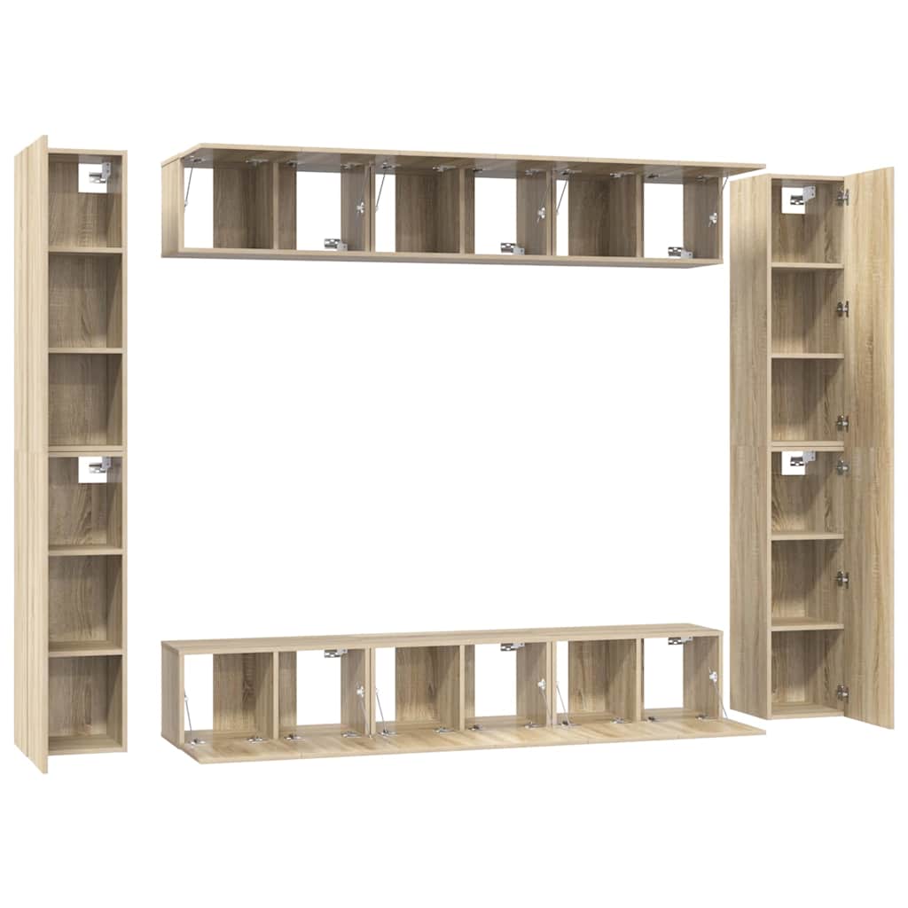 vidaXL 10 Piece TV Cabinet Set Sonoma Oak Engineered Wood