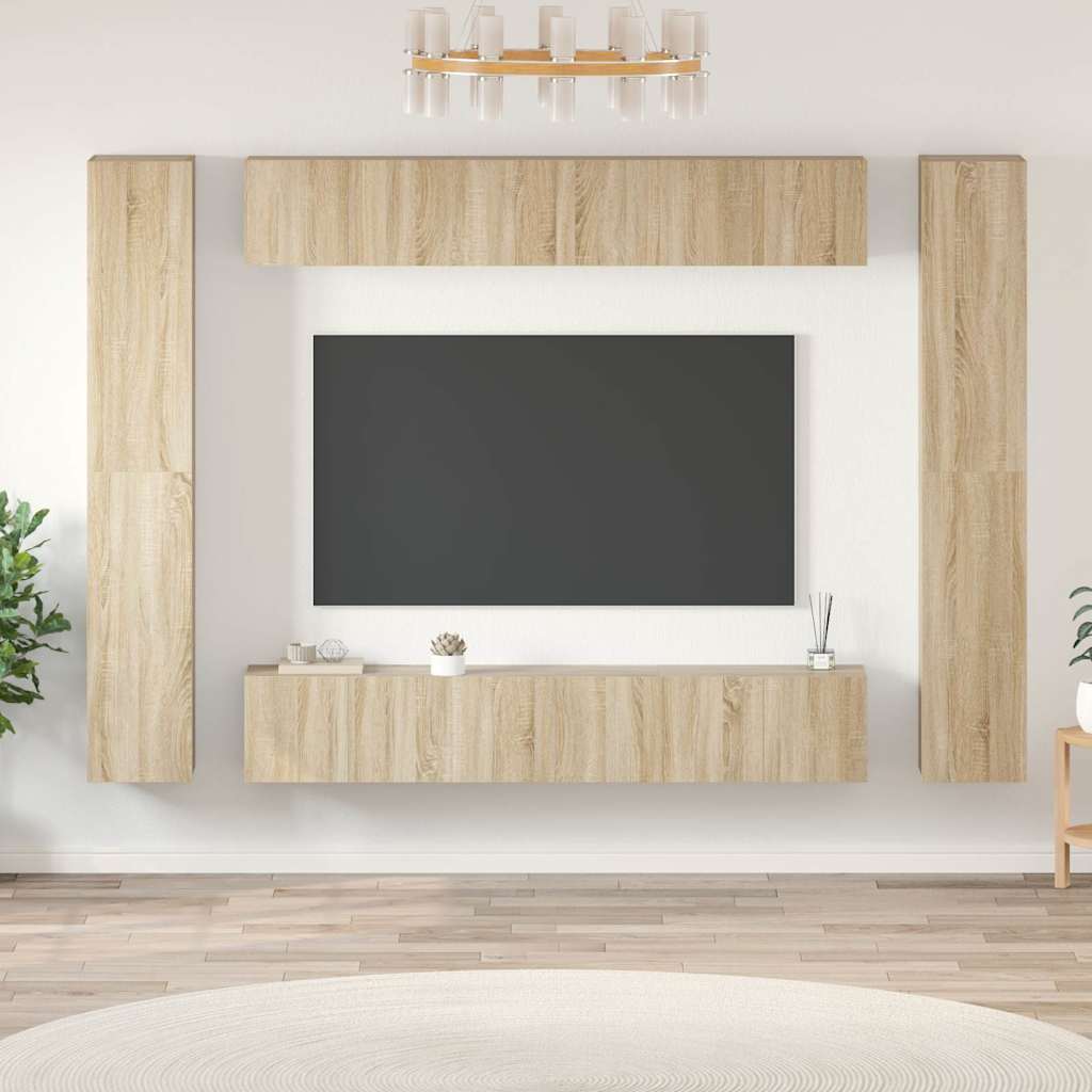 vidaXL 10 Piece TV Cabinet Set Sonoma Oak Engineered Wood