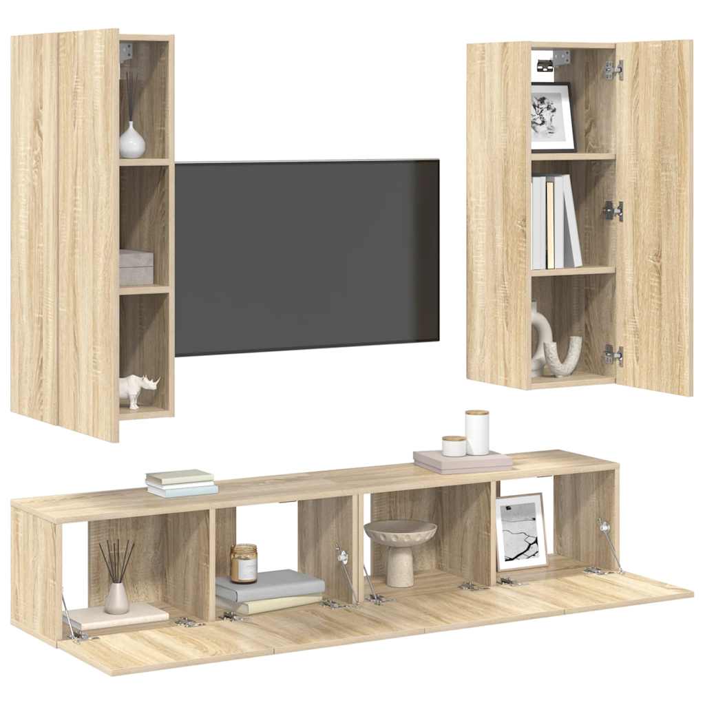 vidaXL 4 Piece TV Cabinet Set Sonoma Oak Engineered Wood