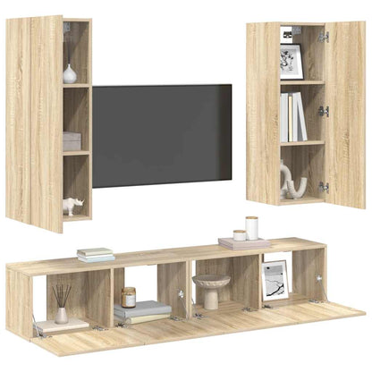 vidaXL 4 Piece TV Cabinet Set Sonoma Oak Engineered Wood