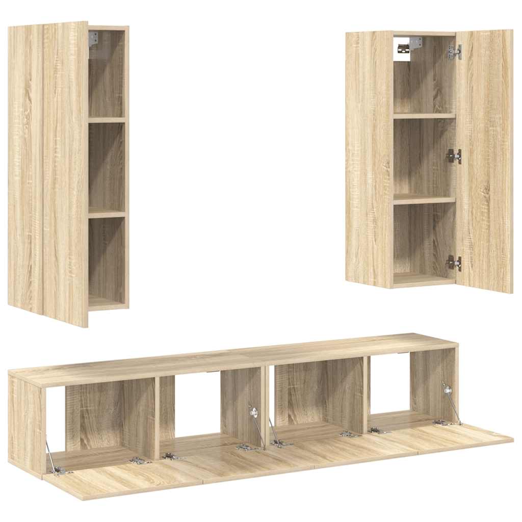 vidaXL 4 Piece TV Cabinet Set Sonoma Oak Engineered Wood