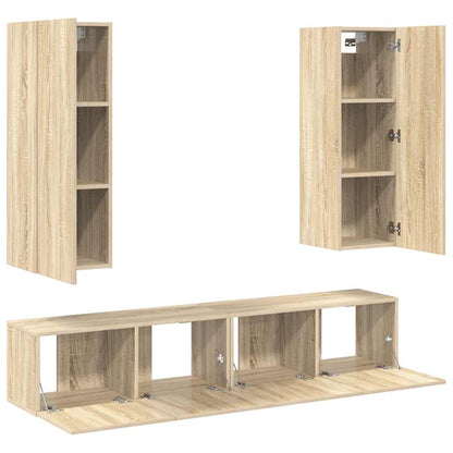 vidaXL 4 Piece TV Cabinet Set Sonoma Oak Engineered Wood