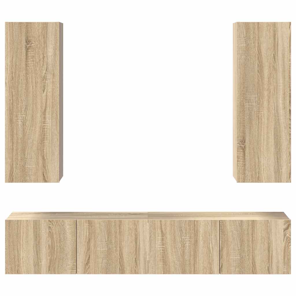 vidaXL 4 Piece TV Cabinet Set Sonoma Oak Engineered Wood