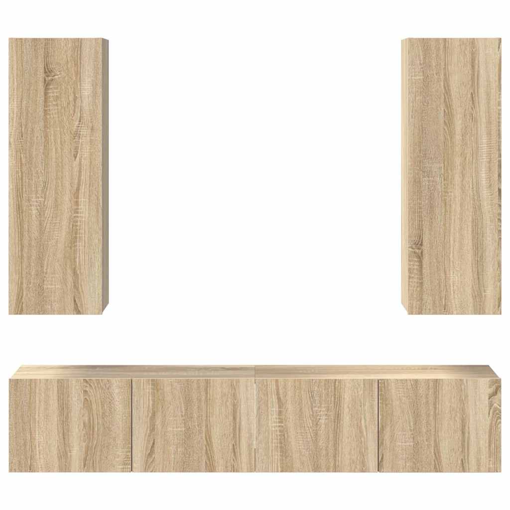vidaXL 4 Piece TV Cabinet Set Sonoma Oak Engineered Wood