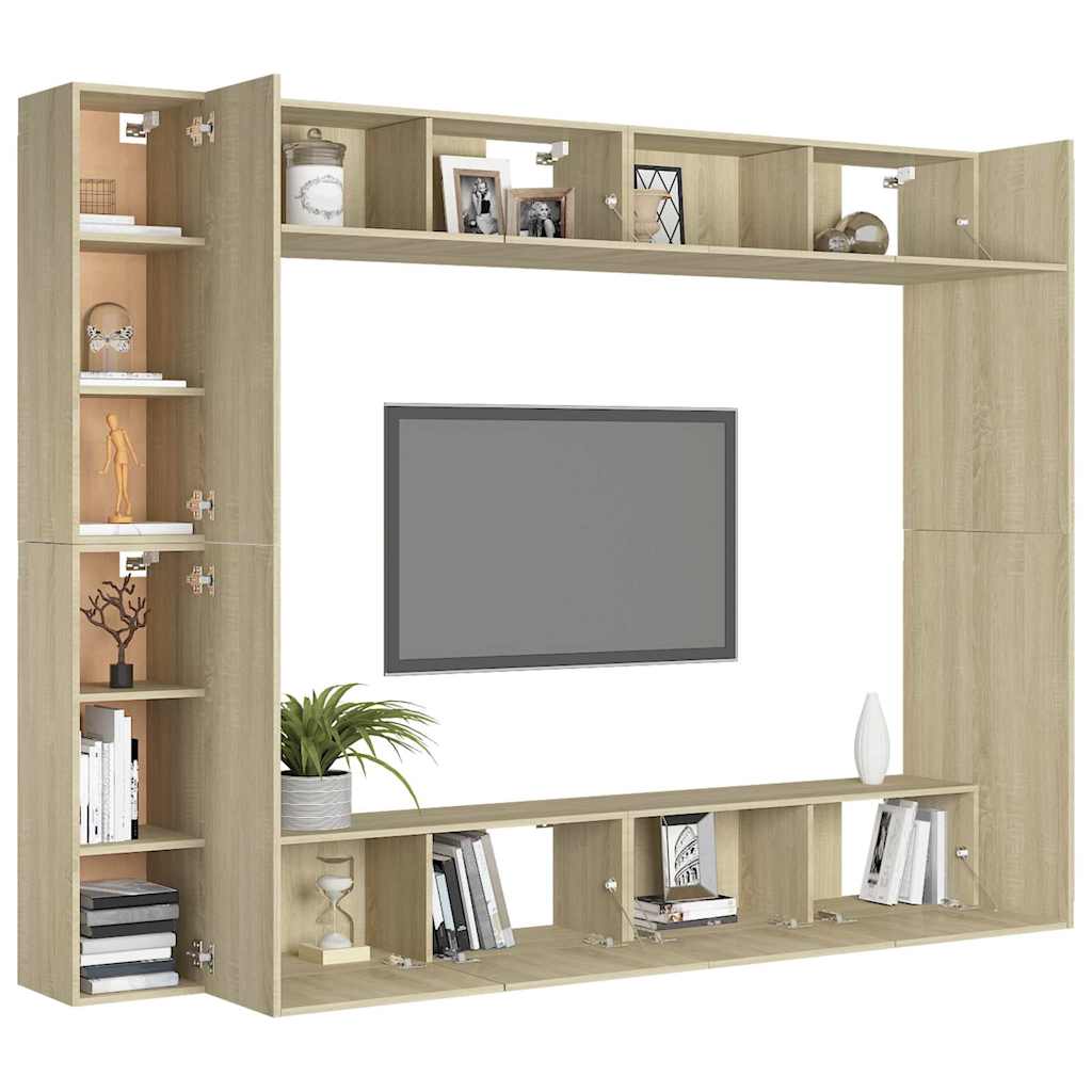 vidaXL 8 Piece TV Cabinet Set Sonoma Oak Engineered Wood