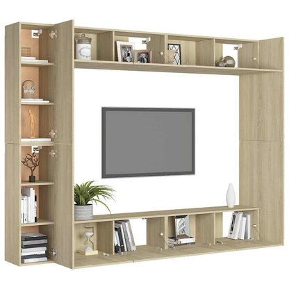 vidaXL 8 Piece TV Cabinet Set Sonoma Oak Engineered Wood