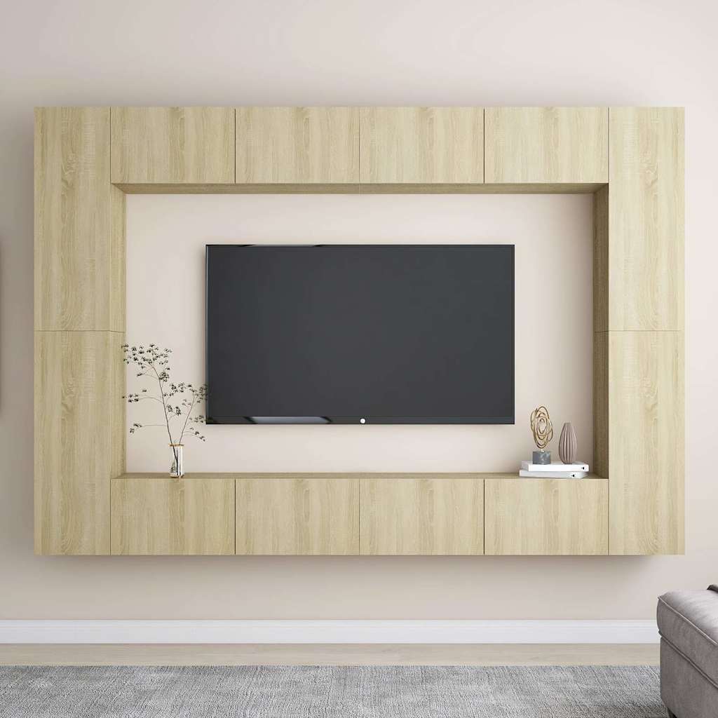 vidaXL 8 Piece TV Cabinet Set Sonoma Oak Engineered Wood