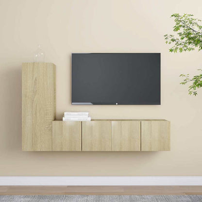 vidaXL 3 Piece TV Cabinet Set Sonoma Oak Engineered Wood