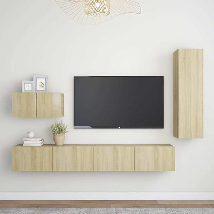 vidaXL 4 Piece TV Cabinet Set Sonoma Oak Engineered Wood