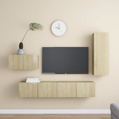 vidaXL 4 Piece TV Cabinet Set Sonoma Oak Engineered Wood
