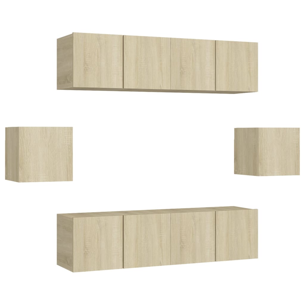 vidaXL 6 Piece TV Cabinet Set Sonoma Oak Engineered Wood