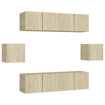 vidaXL 6 Piece TV Cabinet Set Sonoma Oak Engineered Wood