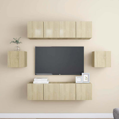 vidaXL 6 Piece TV Cabinet Set Sonoma Oak Engineered Wood