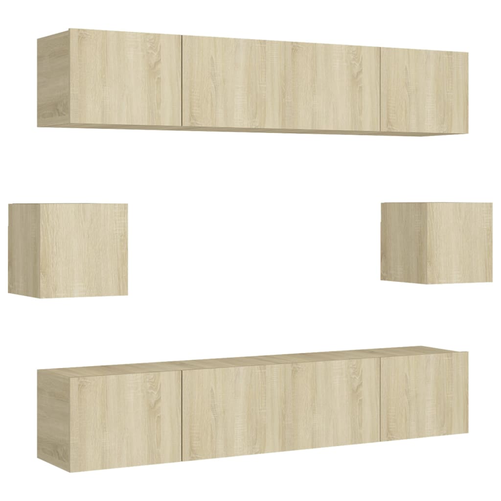 vidaXL 6 Piece TV Cabinet Set Sonoma Oak Engineered Wood
