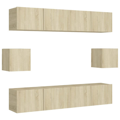 vidaXL 6 Piece TV Cabinet Set Sonoma Oak Engineered Wood