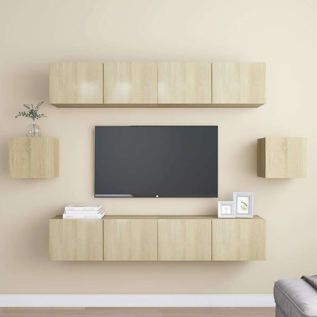 vidaXL 6 Piece TV Cabinet Set Sonoma Oak Engineered Wood