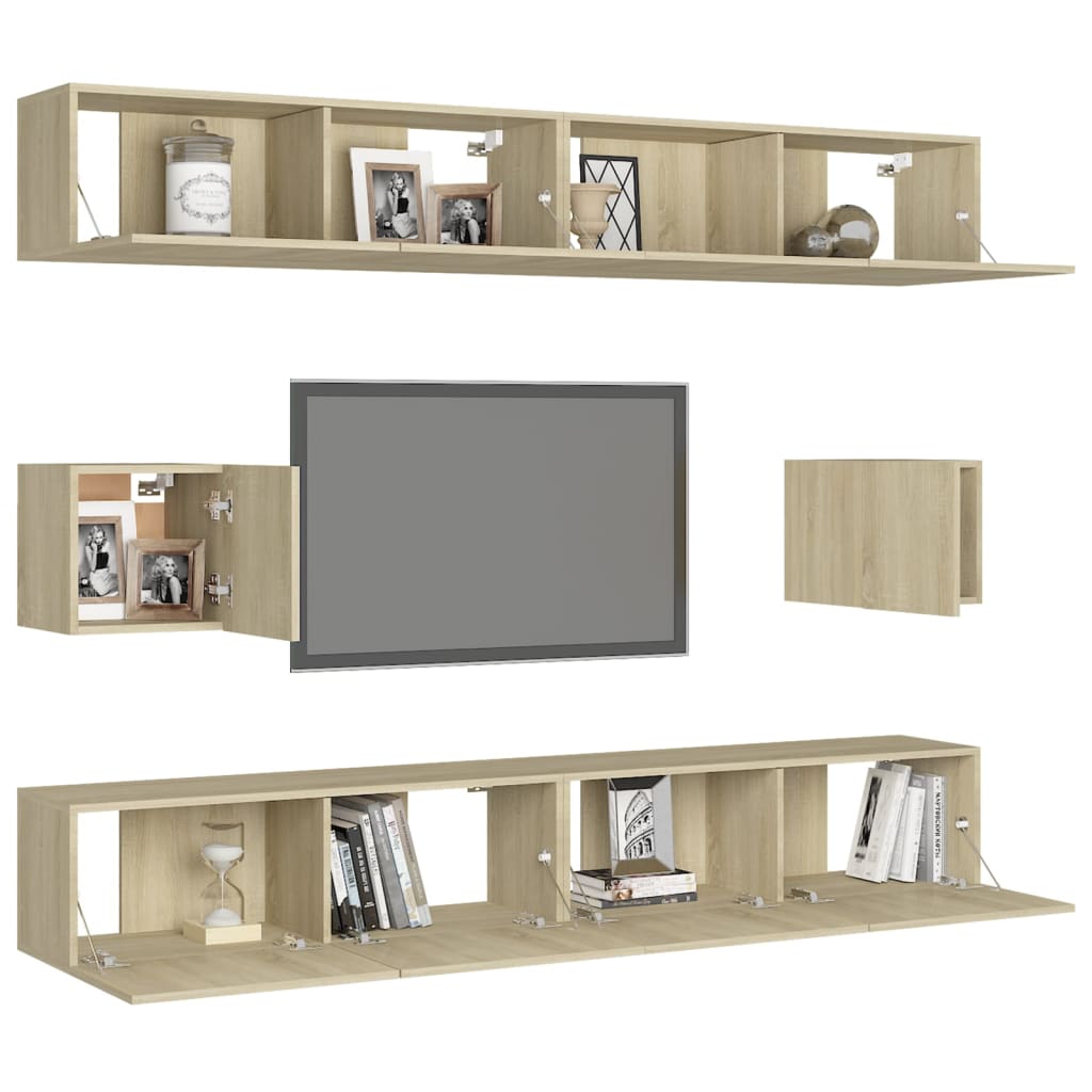 vidaXL 6 Piece TV Cabinet Set Sonoma Oak Engineered Wood