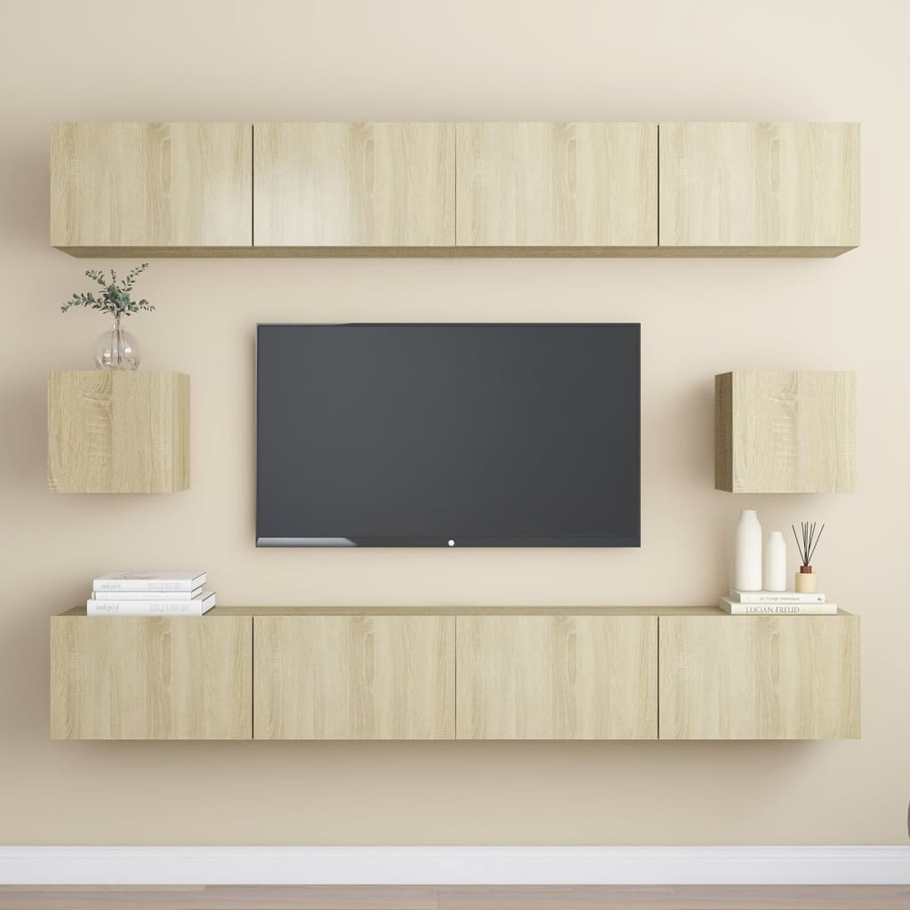 vidaXL 6 Piece TV Cabinet Set Sonoma Oak Engineered Wood