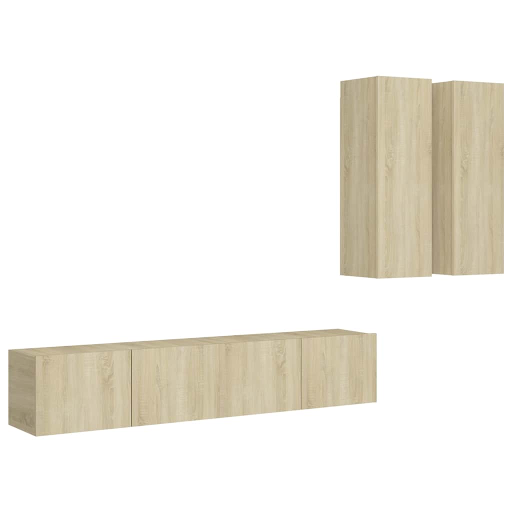 vidaXL TV Cabinet Set | Set of 4 | Sonoma oak | Engineered wood | Medium