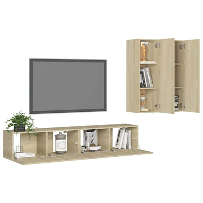 vidaXL 4 Piece TV Cabinet Set Sonoma Oak Engineered Wood