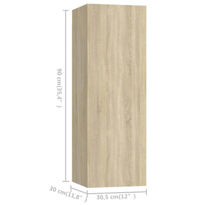 vidaXL TV Cabinet Set | Set of 4 | Sonoma oak | Engineered wood | Medium