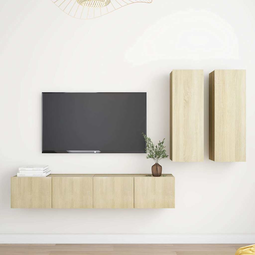 vidaXL TV Cabinet Set | Set of 4 | Sonoma oak | Engineered wood | Medium